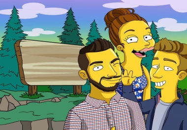 Simpsons Custom character,  Simpsons Portrait,  Cartoon Portrait,  Couple portrait - Turned Yellow Simp