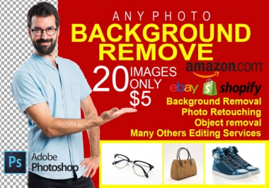 I will do photo background removal in photoshop,  photo editing