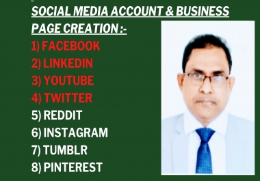 I will create and design social media account,  business page,  logo and banner for your business