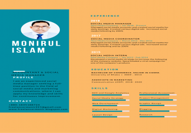 I will create and design a professional CV,  Resume for you