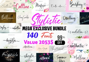 I will give you 700 Modern Stylistic Premium Quality fonts bundle