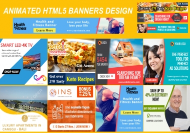 Design And Create 3 Animated HTML5 Banners For Google Remarketing